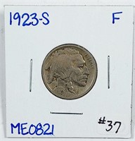 1923-S  Buffalo Nickel   F  Rev scratch