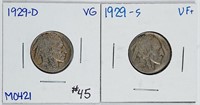1929-D & 1929-S  Buffalo Nickels  VG & VF