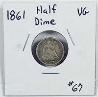 1861  Seated Half Dime   VG
