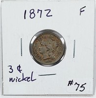 1872  Three Cent Nickel   F