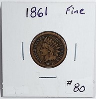 1861  Indian Head Cent   F