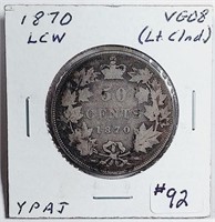 1870 LCW  Canada  50 Cents   VG-8
