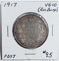 1917  Canada  50 Cents   VG-10  rim bump