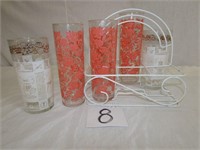 MCM Pink Vintage Flower Glasses with Carrier