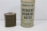 US GOVERNMENT EMERGENCY DRINKING WATER TIN