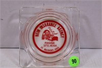 HEIN INSURANCE AGENCY GLASS ASH TRAY FORT RECOVERY