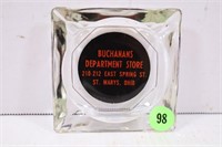 BUCHANANS DEPARTMENT STORE GLASS ASH TRAY