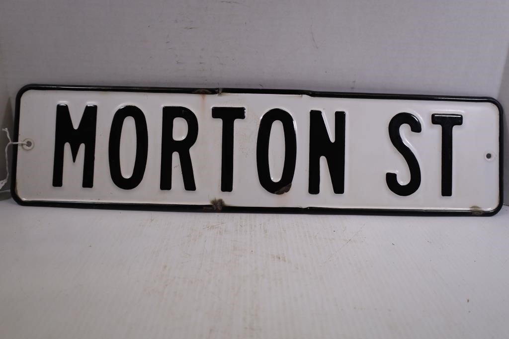 MORTON ST PORCELAIN STREET SIGN 24" X 6"