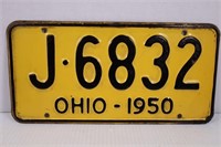 1950 OHIO LICENSE PLATE