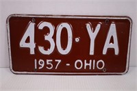 1957 OHIO LICENSE PLATE