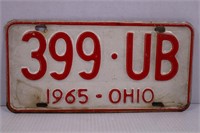 1965 OHIO LICENSE PLATE