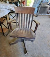 Vintage Wood Rolling Desk Chair
