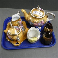 Porcelain China Teapot Creamer & Sugar Set
