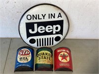 Jeep & Oil Signs (Incl. STP, Quaker State &