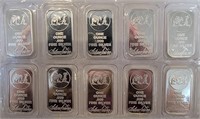 10 - 1 ozt (10 ozt TW) .999 Silver Bars