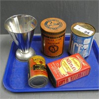 Tray Lot of Advertising Tins - Boyer's Oil - Etc