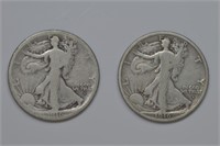 2 - 1916-D Walking Liberty Half Dollars