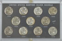 11 Coin 35% Silver War Nickel Set in Holder