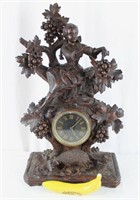 Hand Carved Antq Black Forest Girl & Grapes Clock