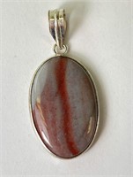 Sterling Laced Agate Pendant 5 Grams