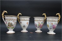 Antique Dresden Gold Accent Tea Cups