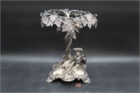 Victorian Silver Plate Grape Stand & Dog