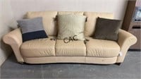 Leather Sofa w/Accent Pillows