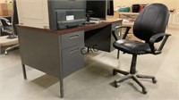 Metal w/Wood Top Desk and Office Chair