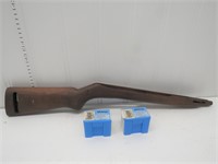 Unmarked M1 Carbine Rifle Stock and Two Boxes of