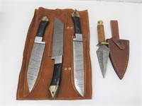 3 Pc. Custom Made Damascus Steel Cutlery Set and