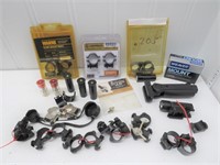 Assorted Gun Parts – (10) scope ring sets, lens