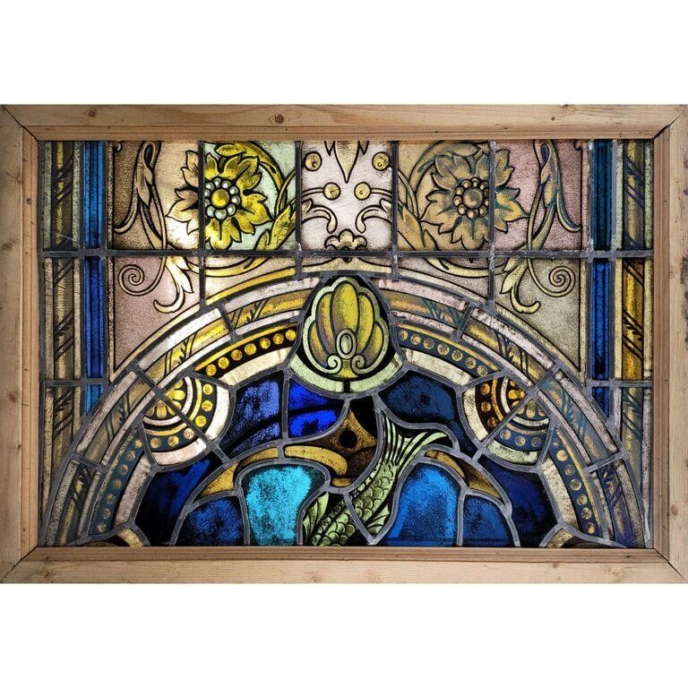 19th Century Religious Framed Stained Glass