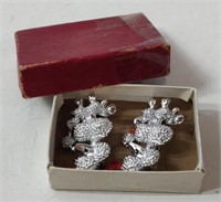 PAIR OF SILVER SHINEY POODLE EARRINGS