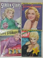 4 VINTAGE MAGAZINES INCL SILVER SCREEN &