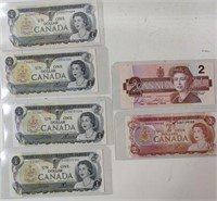 $1 & $2 CANADIAN BANK NOTES