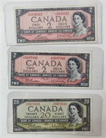 TWO & TWENTY DOLLAR CANADIAN BANK NOTES