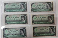 6 $1 CANADIAN BANK NOTES