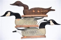 (3) hand carved one sided Duck and Goose