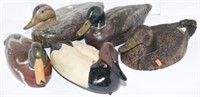 Several plastic duck decoys, Canvasback drake