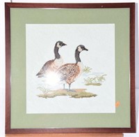 Framed Embroidery of Canada Geese pair