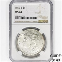 1897-S Morgan Silver Dollar NGC MS60