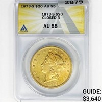 1873-S $20 Gold Double Eagle ANACS AU55 Closed 3