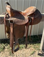 Tooled Leather Saddle - Highly Decorative