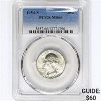 1954-S Washington Silver Quarter PCGS MS66