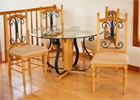 Round Rustic Hand Carved Dining Table- 48"