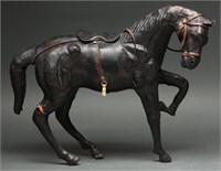 Vintage Genuine Leather Horse Sculpture
