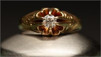 14k Yellow Gold & Diamond Vintage Ring - 2.91g