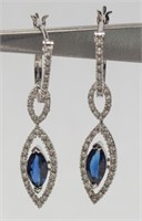 14K White Gold & Sapphire Earrings - 2.75g