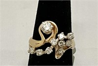 14K GOLD 1/3 CT WT ROUND DIAMOND WITH 1/2 CT IN
