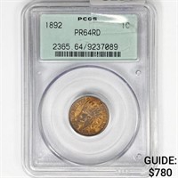 1892 Indian Head Cent PCGS PR64 RD